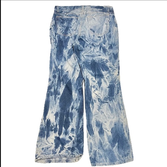 Tie-Dye Blue Women's Flare Jeans - Picture 2 of 10